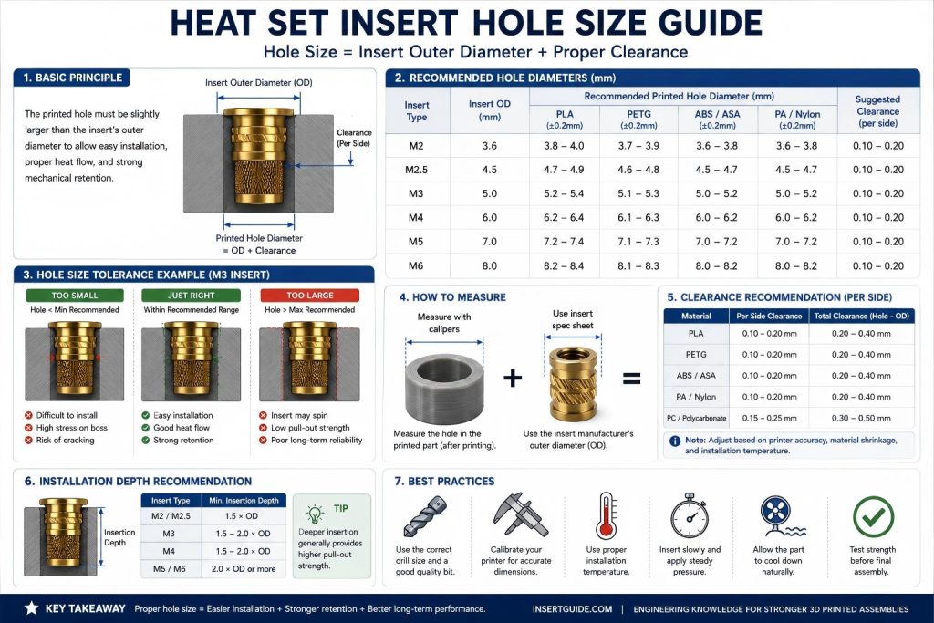 Heat Set Insert Hole Size Guide
